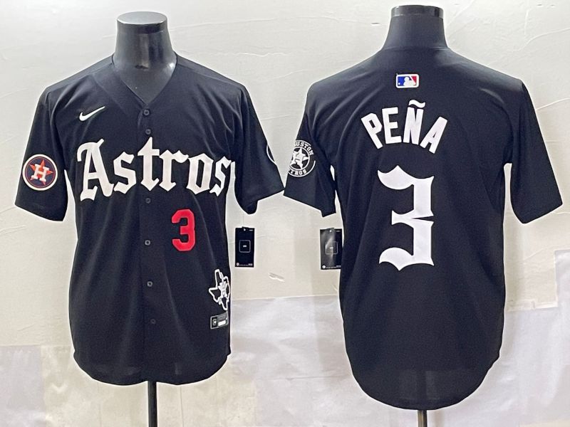 Men 2025 Houston Astros #3 Pena Black Five generations Joint Name Nike MLB Jersey style 3->houston astros->MLB Jersey
